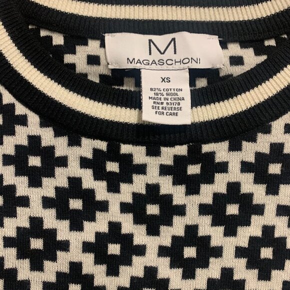 MAGASCHONI Blk & Ivory Ctn-Wl Blend Sweater Women's Sz XS - Picture 3 of 6